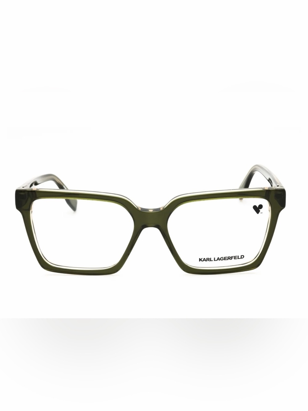 Karl Lagerfeld Translucent olive khaki Rectangular Glasses